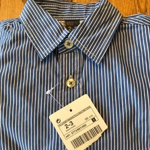 NWT Zara kids blue white stripe shirt Size 2-3 yr